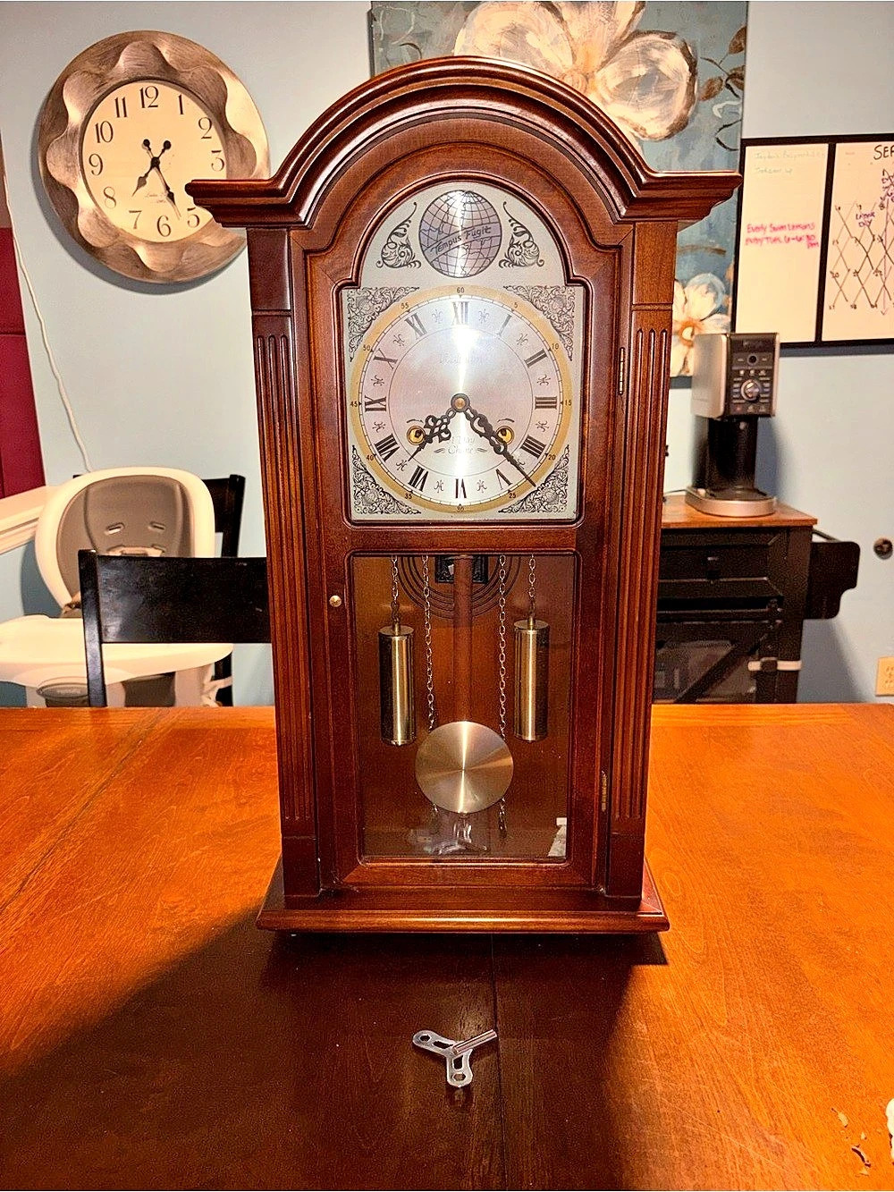 Waltham Grandfather clock Wooden Pendulum Clock in Brown